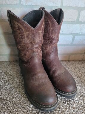 Tony Lama Henrick Brown Leather Steel Toe Waterprood Cowboy Boots 12EE
